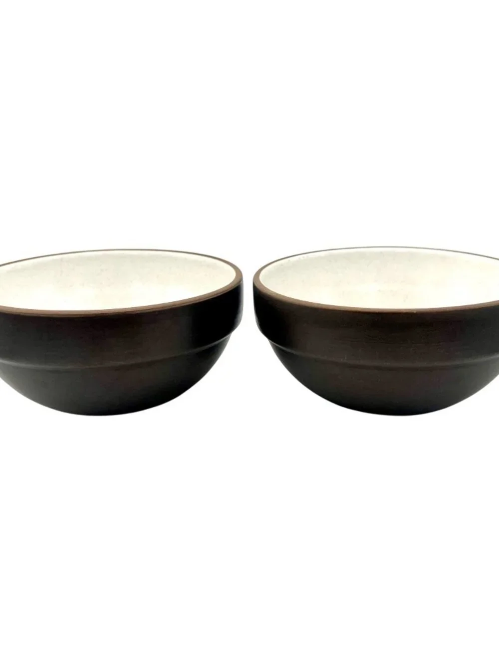 Vintage Heath Ceramics Pottery Bowls Set Of 2 Brown White 5.5” Stacking Cereal - Picture 2 of 9